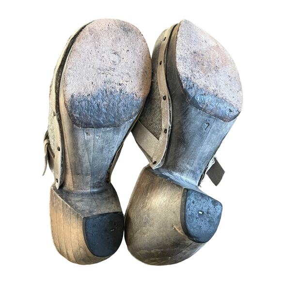 Calleen Cordero Gray Studded Wooden Heel Mule Clog Size 7 - Picture 9 of 10